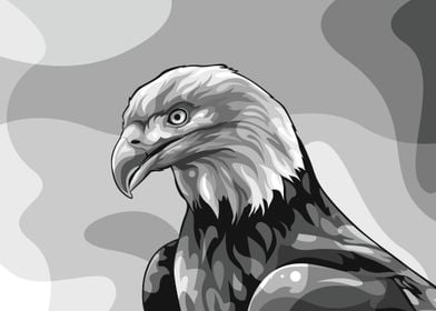 Eagle Vector Grayscale Art