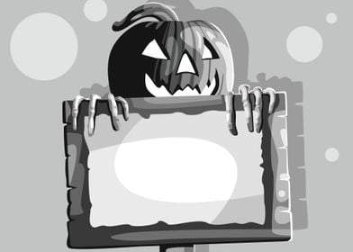 Grayscale Pumpkin Scary