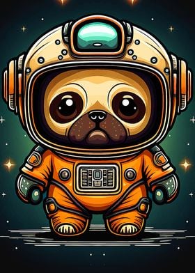 Pug space dog astronaut