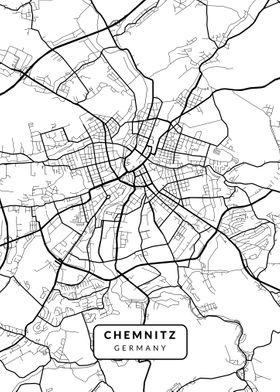 Chemnitz Map Black White