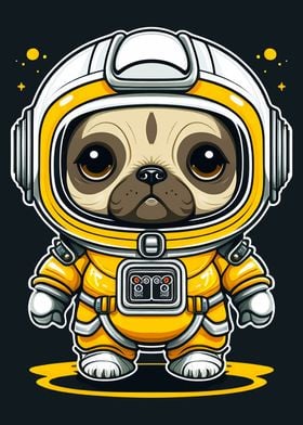 Space dog Pug astronaut