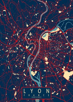 Lyon City Map France Hope