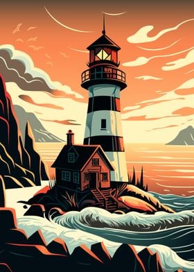Lighthouse sunset 