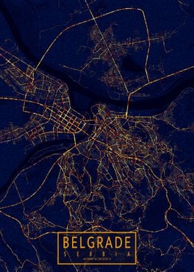 Belgrade Map City At Night