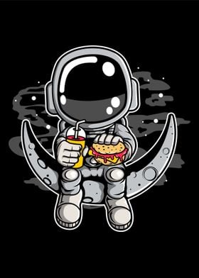 astronaut crescent cartoon