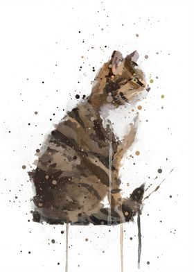 Watercolor Barn Cat