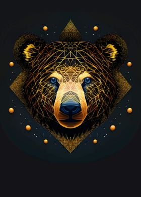 Geometric animal Bear Art