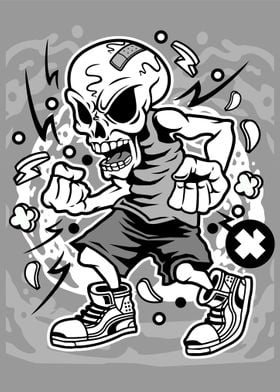 angry skull vector cartoon