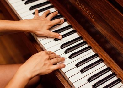 The hands and the piano