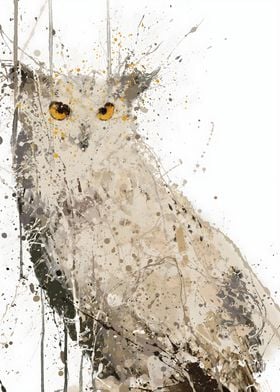 Watercolor Eagle Owl