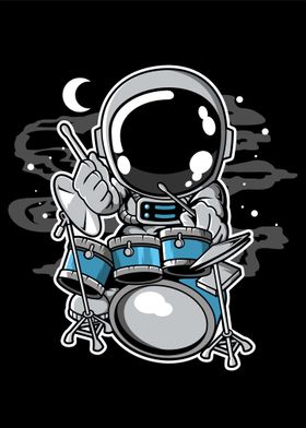 astronaut drummer cartoon