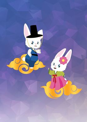 Rabbits in hanbok