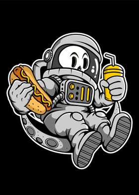 astronaut hotdog hand draw