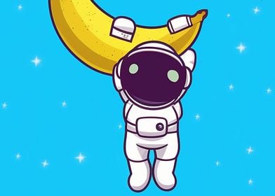 Astronaut hanging a banana