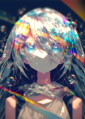 anime girl with bubbles