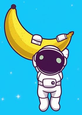 Astronaut hanging a banana