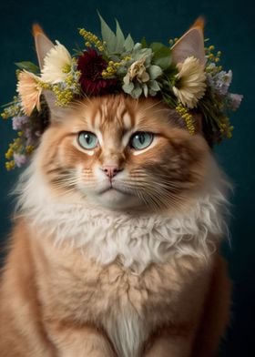 Cat with flowers crown