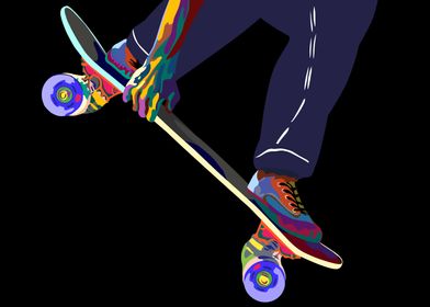 Skateboard jumping pop art