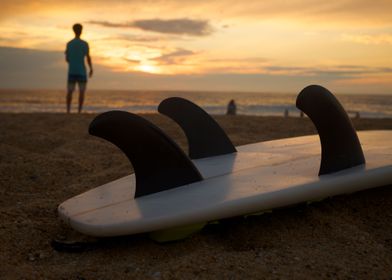 Surfboard at Sunset