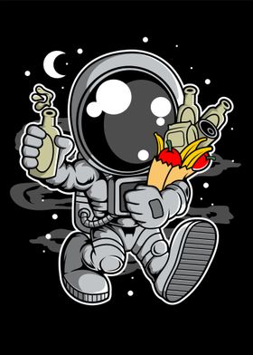 astronaut grocery cartoon