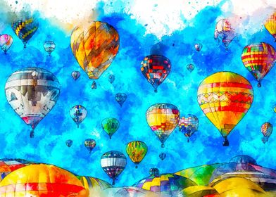 hot air balloon watercolor