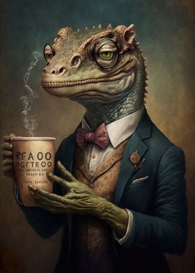 Gecko With Coffee