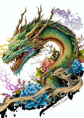 Green Japan dragon