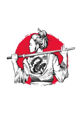 Red Sun Samurai Girl