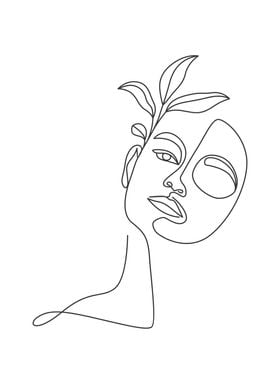 Minimal Floral woman face 