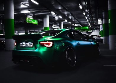 Flashy Green Sports Car 