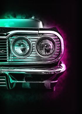 Classic Car Neon Poster