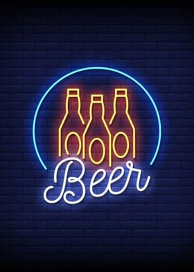 Beer Bottles Neon Sign