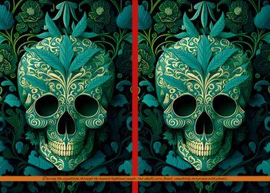 Green skull collage