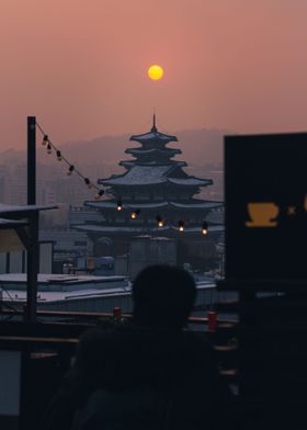 Winter sunset in Seoul