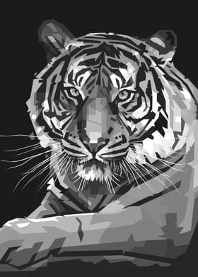 Tiger In grayscale version