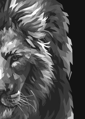 Lion in grayscale version