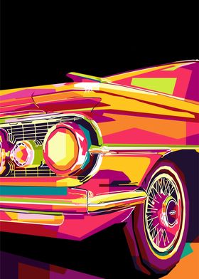 classic car in pop art 