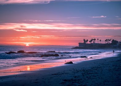 Pink Sunset Tropical Beach