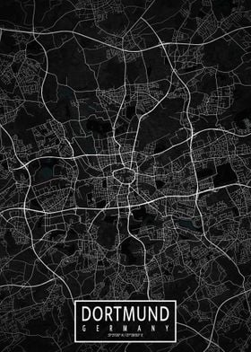 Dortmund City Map Dark