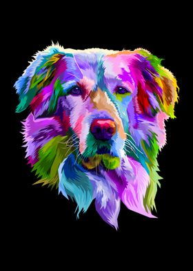 Colorful golden retriever