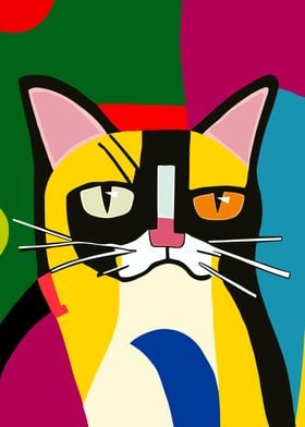 Abstract Cubist Grumpy Cat