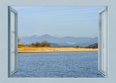 Open window lake landscape