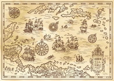 Ancient pirate map