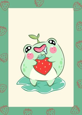 Frog Eating Strawberry