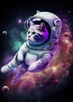 Space Cat Floating