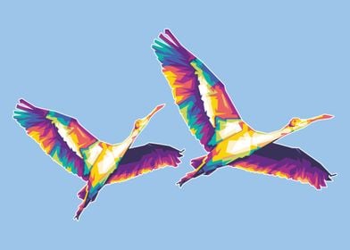 Flying Bird Couple Popart