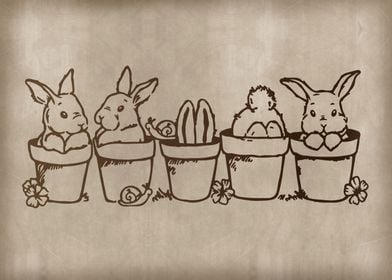 Cute rabbits gardening