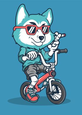 fox biker hand drawn