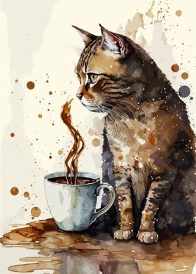 Cat and coffee cute