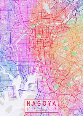 Nagoya City Map Colorful